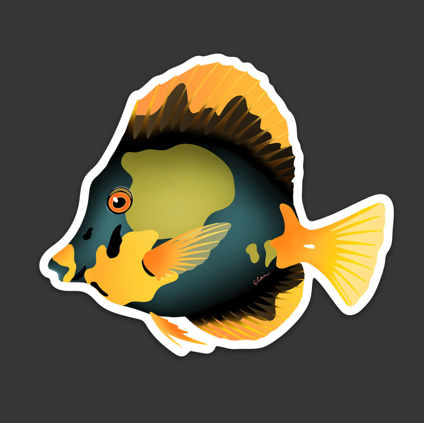 4 Koi Tang “Camo” Saltwater Reef Fish Vinyl Sticker