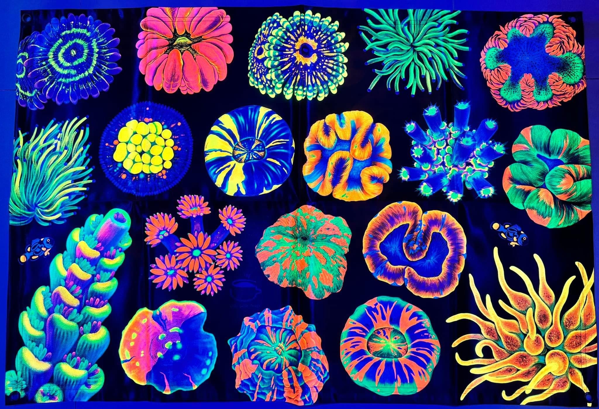 Coral Reef UV Reactive Tapestry – lazycoffeedesign