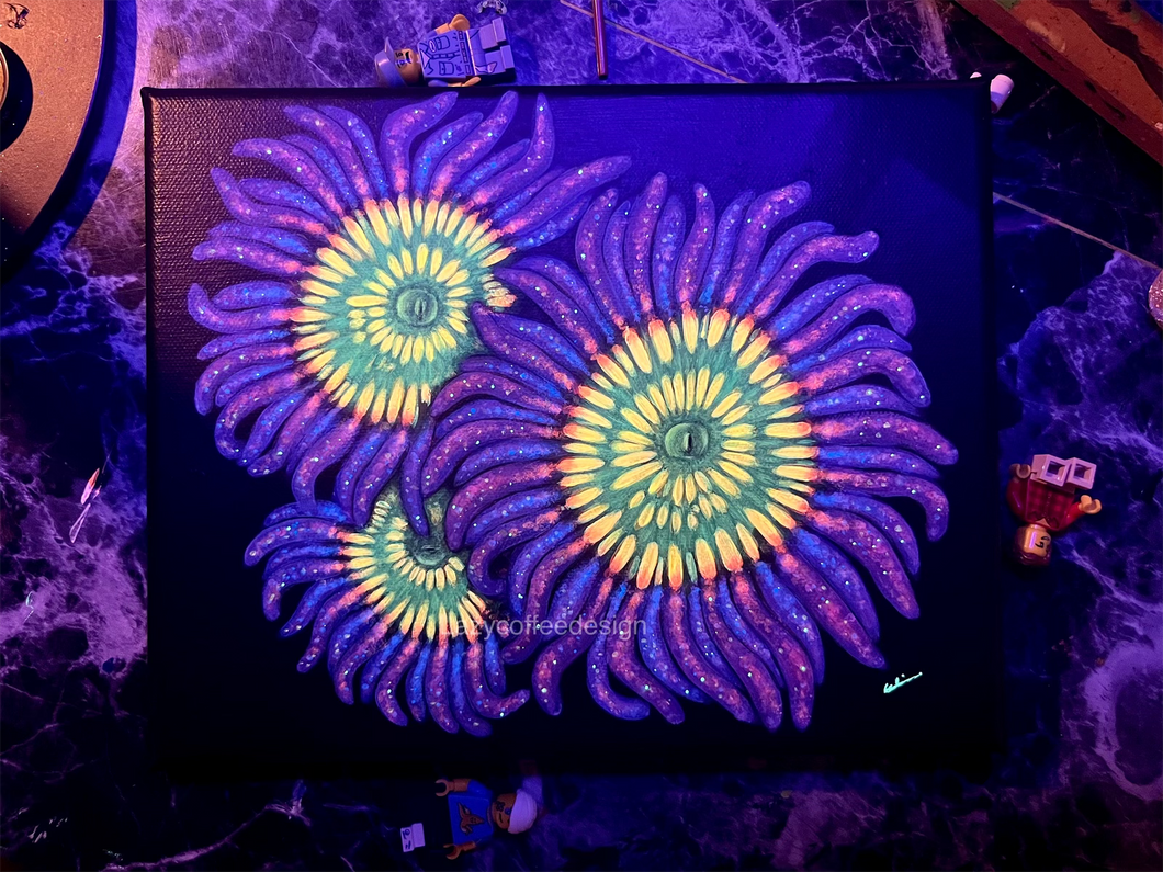 Sunny D Zoanthid on 8 x 10” Canvas