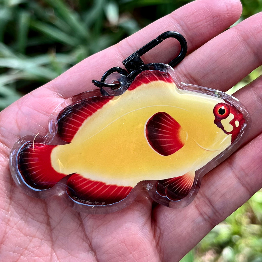 Gold Nugget Maroon Clownfish Keychain
