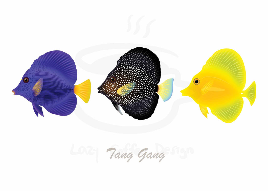 Purple, Gem and Yellow Tang Greeting Cards / 7 pack