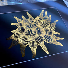 Load image into Gallery viewer, Metallic Gold Anemone Foil Art Print
