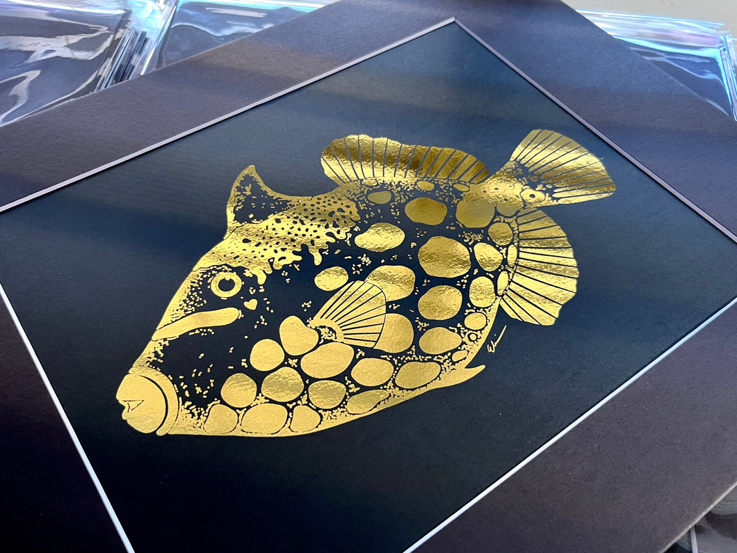 Metallic Gold Clown Trigger Foil Art Print
