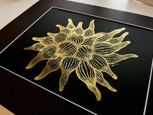 Load image into Gallery viewer, Metallic Gold Anemone Foil Art Print
