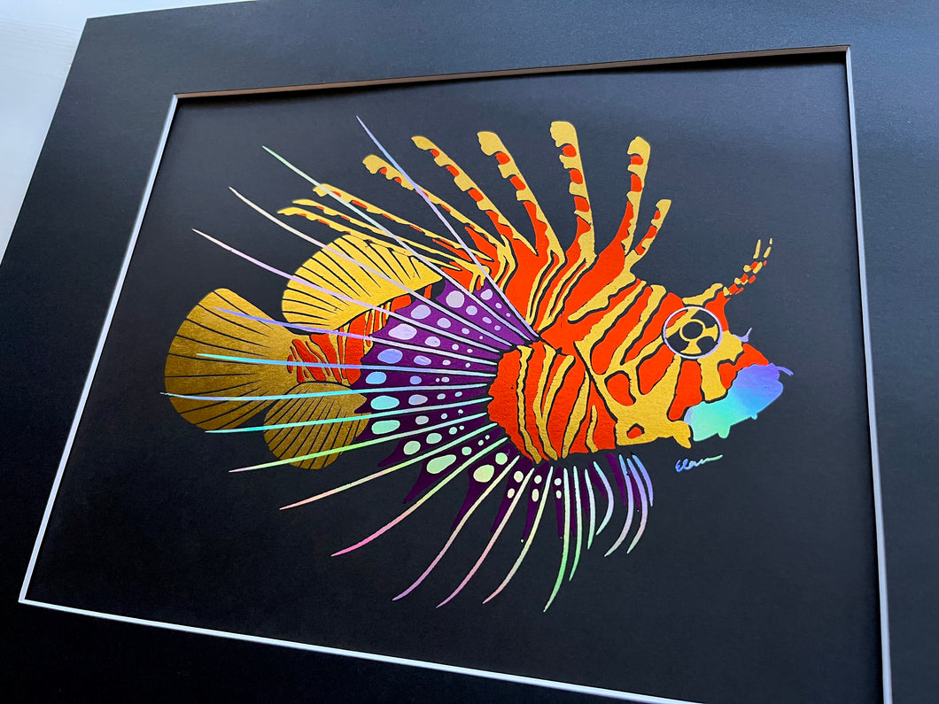 Lion Fish Foil Art Print