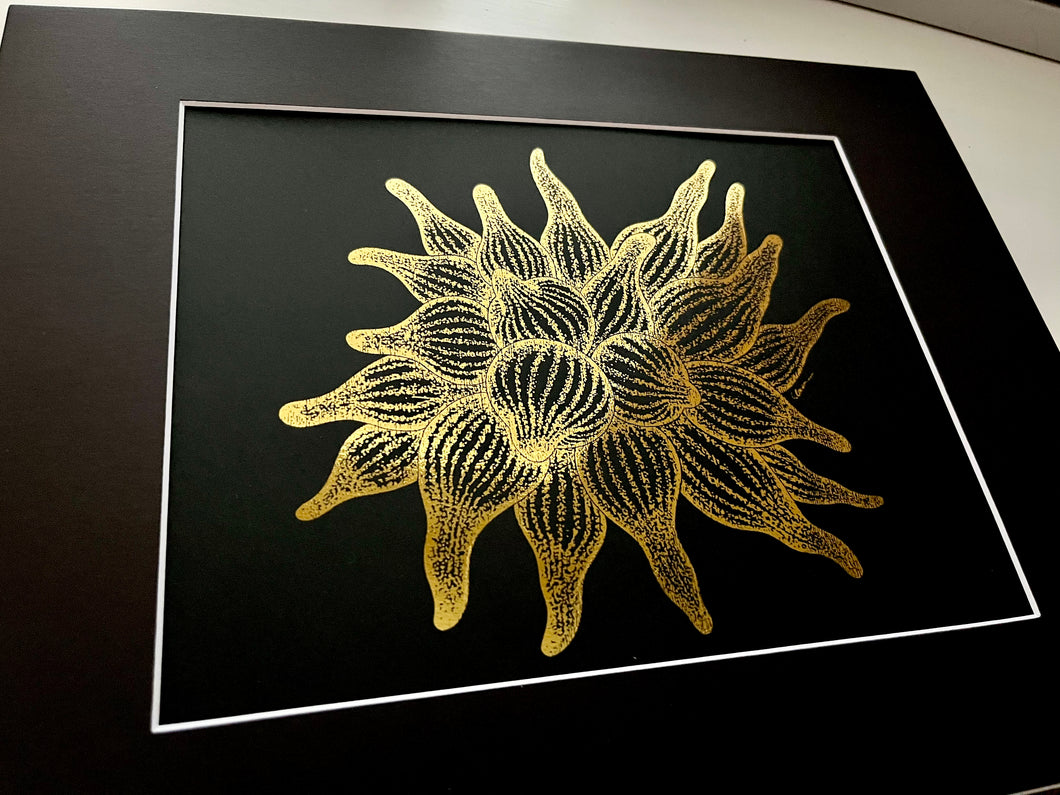 Metallic Gold Anemone Foil Art Print