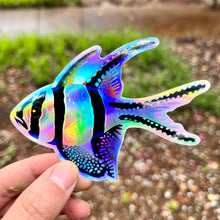 Load image into Gallery viewer, Rainbow Banggai “Fin” sticker/ Holographic
