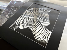 Load image into Gallery viewer, Metallic Silver Zebra Foil Art Print
