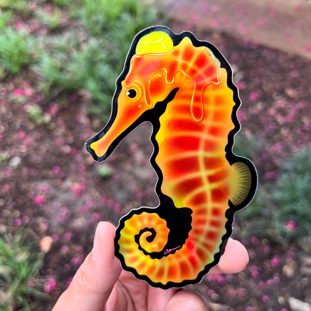 Seahorse “Waffle” sticker/ holographic