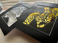 Load image into Gallery viewer, Metallic Gold Giraffe Foil Art Print
