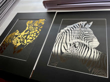 Load image into Gallery viewer, Metallic Silver Zebra Foil Art Print
