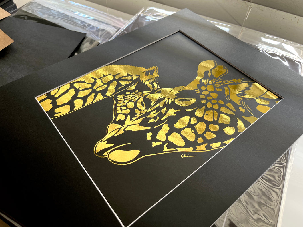 Metallic Gold Giraffe Foil Art Print